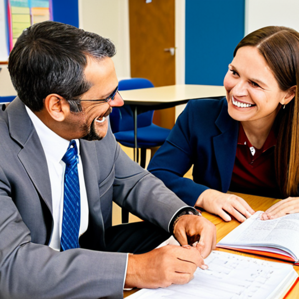 교사 코티칭 Co Teaching  사례 - Collaborative Planning Session**

"Two teachers, a man and a woman, fully clothed in professional at...
