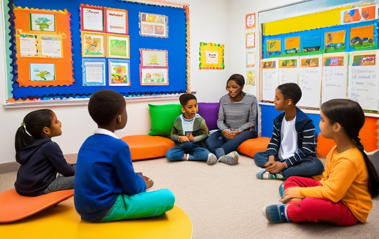 교사 학습자 중심 수업 설계 - **Prompt:** A modern, technologically advanced learning hub where diverse middle school students (ag...