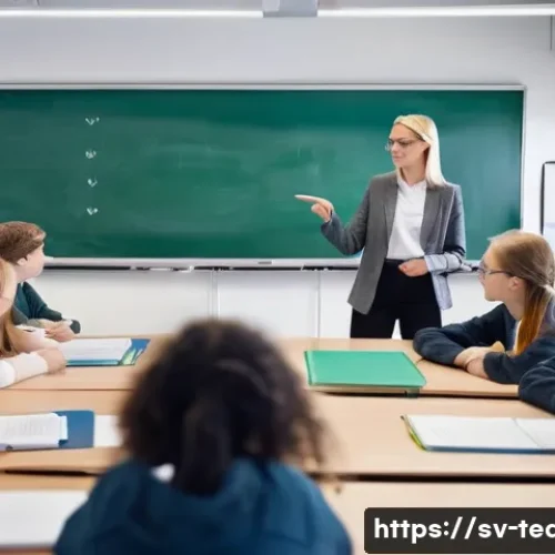 Home 28 교사 미디어 리터러시 교육 - **Prompt 1: A Dynamic Digital Classroom Scene**
"A vibrant, brightly lit classroom in a modern S...