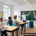 Home 22 교사 학습 결과 분석 방법 - A modern Swedish classroom scene showing a diverse group of students engaged in a formative assessme...