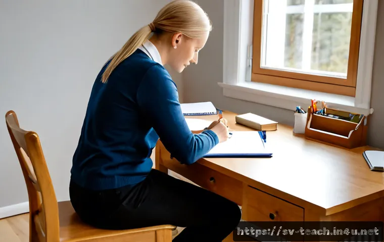 Home 15 교사 자격증 면접 준비 요령 - Photorealistic Swedish aspiring teacher preparing for a certification interview at a tidy Scandinavi...